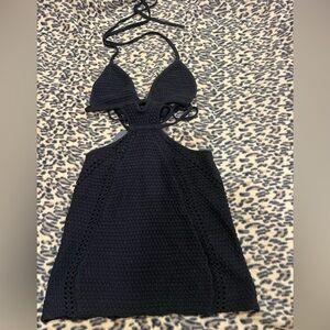 Baby Boo SM Black Crochet Halter Dress